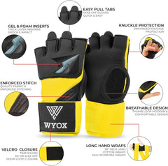 Yellow Quick Gel Boxing Hand Wraps - Features