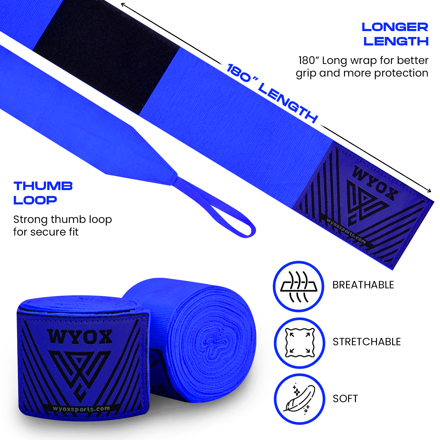 Blue Boxing Hand Wraps Features