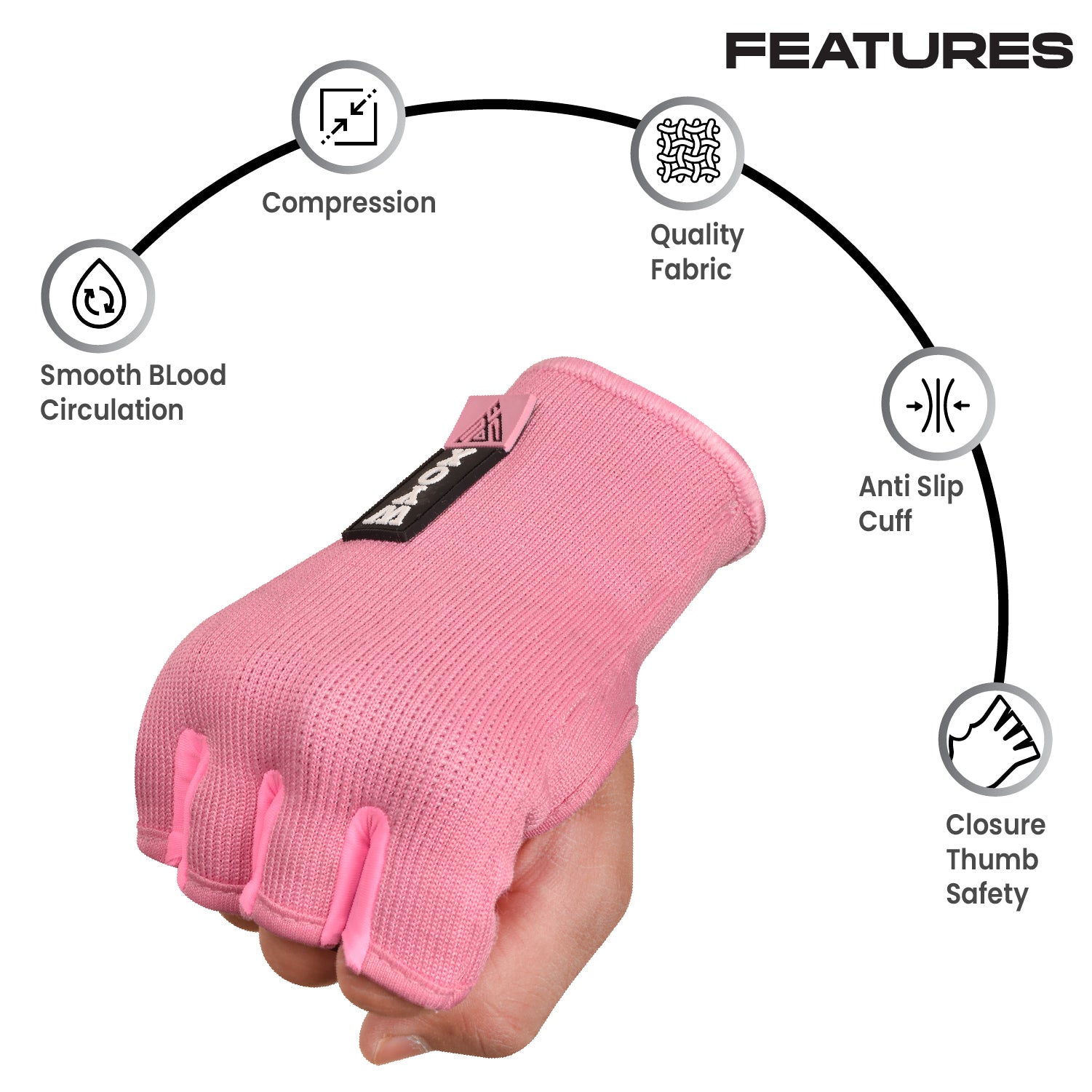 Pink Quick Hand wraps Features