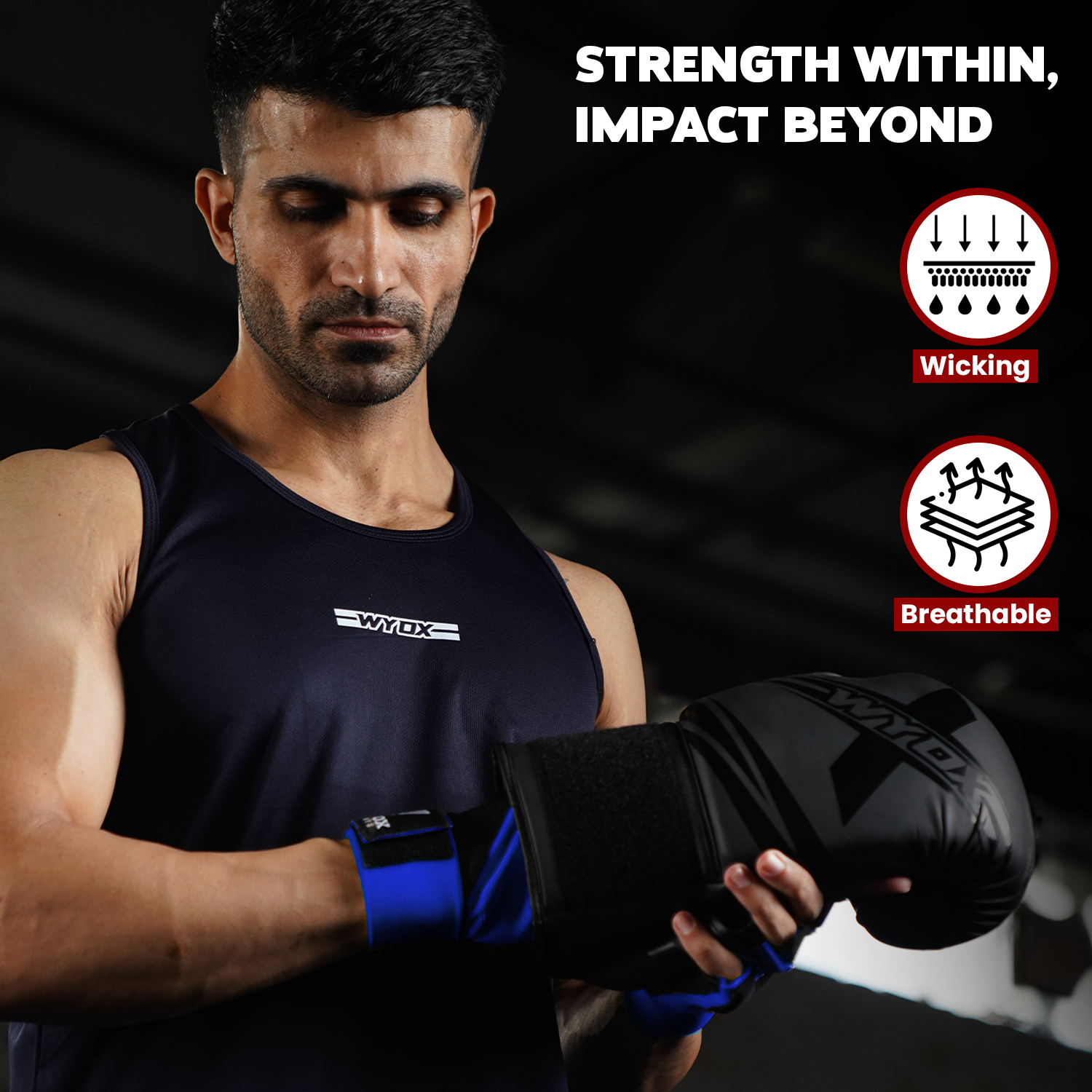 Blue gel boxing hand wraps 