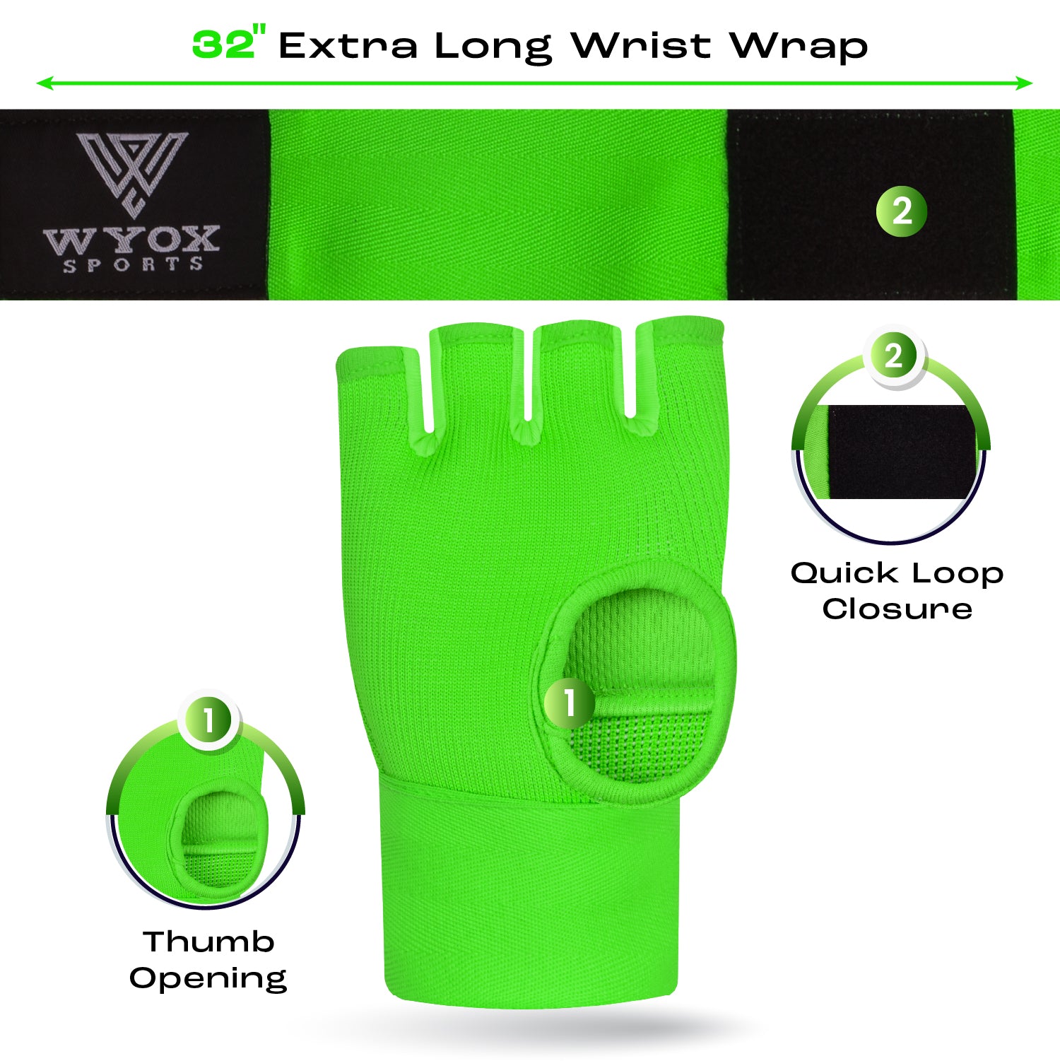 Quick Gel Hosiery Hand Wraps - Green