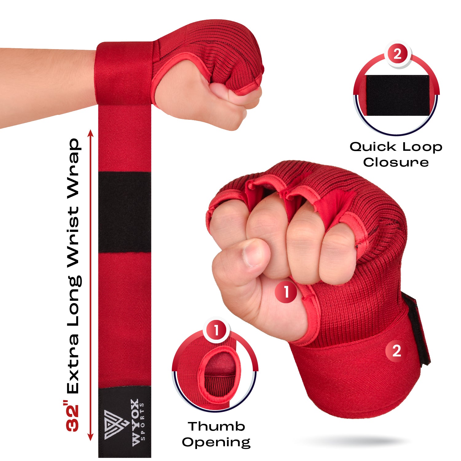 Quick Gel Hosiery Hand Wraps - Red